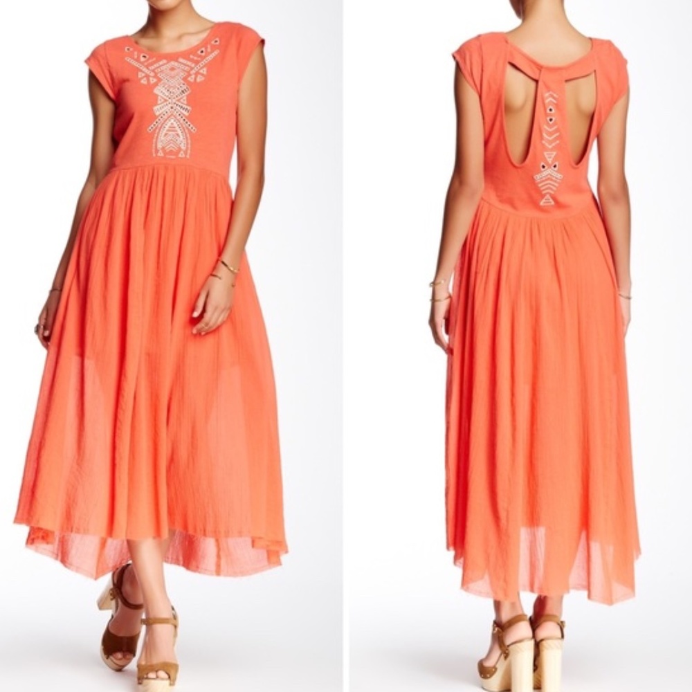 Free People Toosaloosa Slub Meadow midi Dress